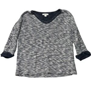 Coldwater Creek Women's Striped V Neck Sweater Pullover‎ Size L Navy White